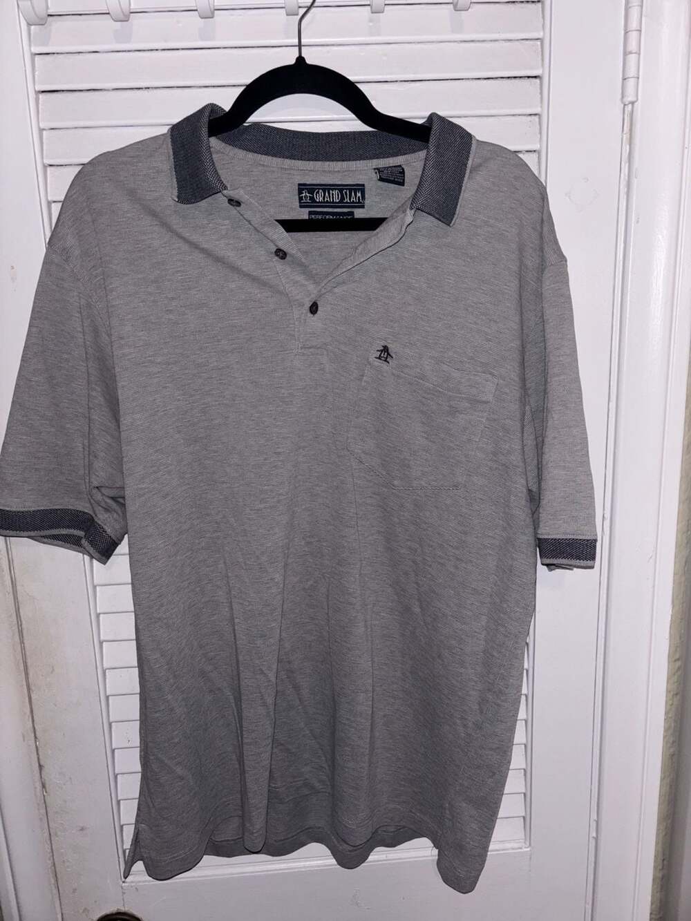 Grand Slam Performance Men's Gray Short Sleeve Polo Shirt with Pocket
